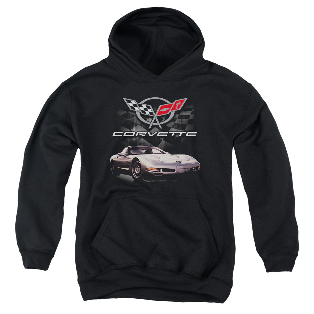 CHEVROLET/CHECKERED PAST - YOUTH PULLOVER HOODIE - BLACK