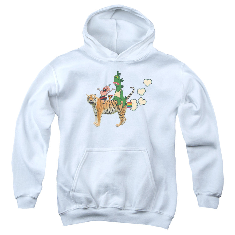 UNCLE GRANDPA/FART HEARTS - YOUTH PULLOVER HOODIE - WHITE