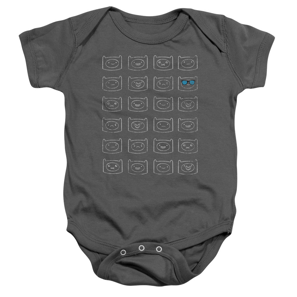 ADVENTURE TIME/FINN FACES - INFANT SNAPSUIT - CHARCOAL