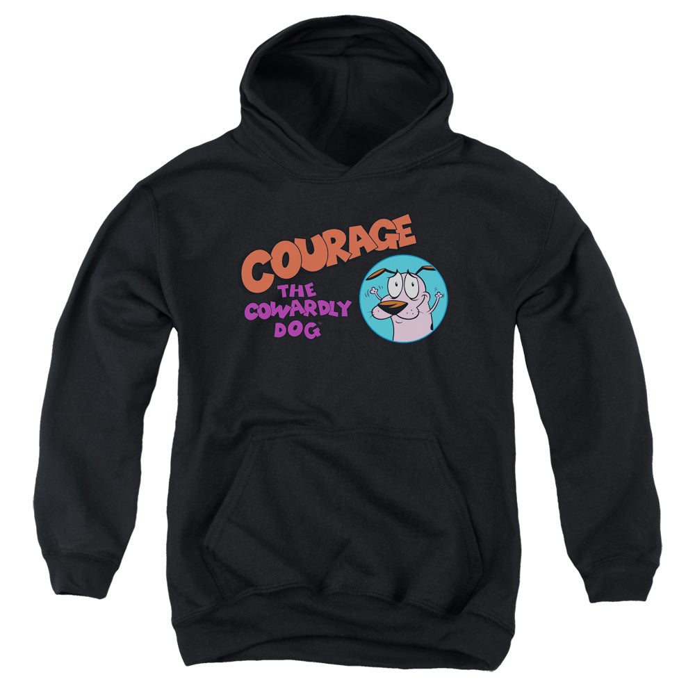 COURAGE THE COWARDLY DOG/COURAGE LOGO - YOUTH PULLOVER HOODIE - BLACK