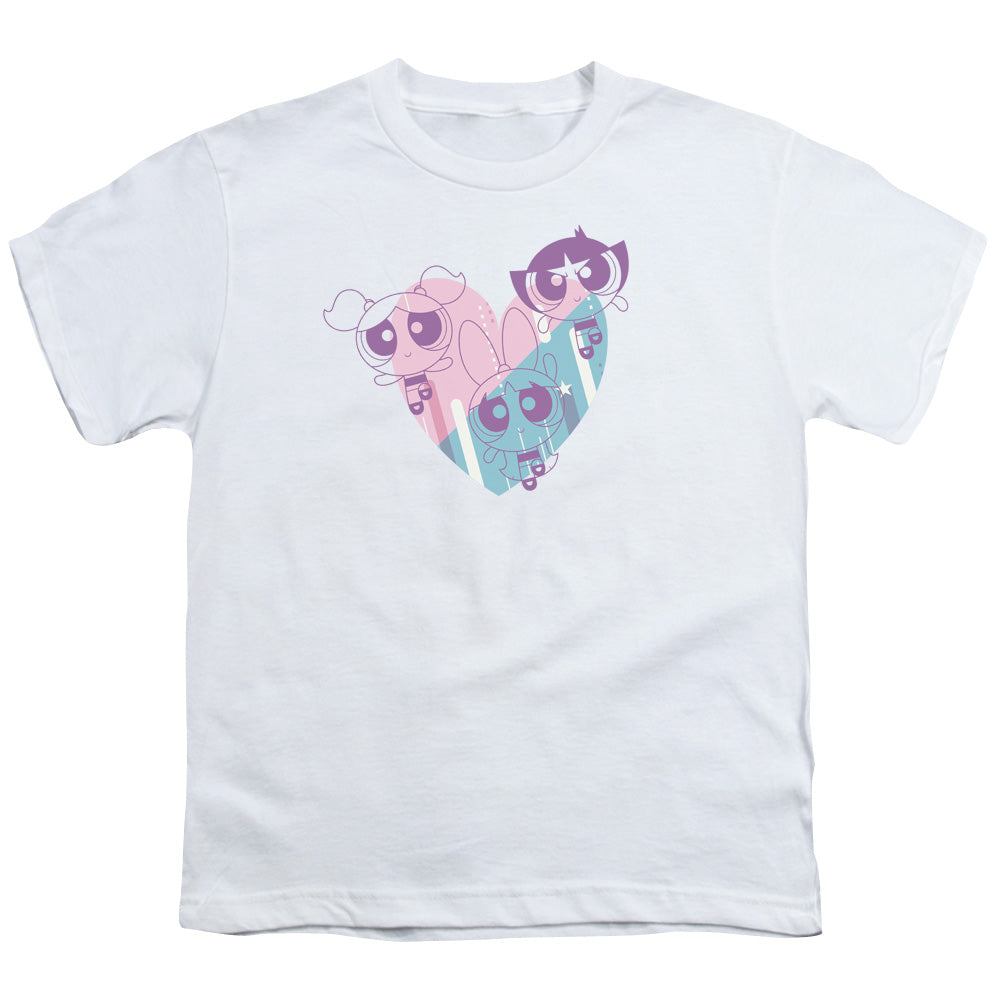POWERPUFF GIRLS/POWERPUFF HEART - S/S YOUTH 18/1 - WHITE