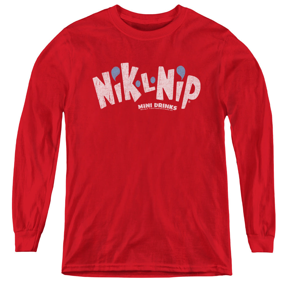DUBBLE BUBBLE/DISTRESSED LOGO - YOUTH LONG SLEEVE TEE - RED