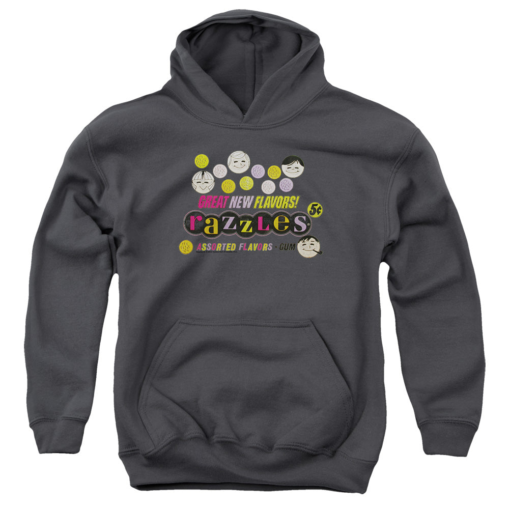 DUBBLE BUBBLE/RAZZLES RETRO BOX - YOUTH PULLOVER HOODIE - CHARCOAL