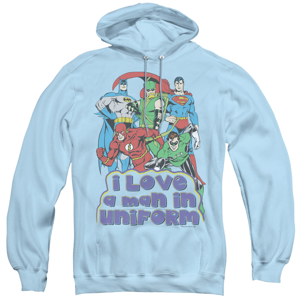 DC/I LOVE A MAN IN UNIFORM - ADULT PULLOVER HOODIE - LIGHT BLUE