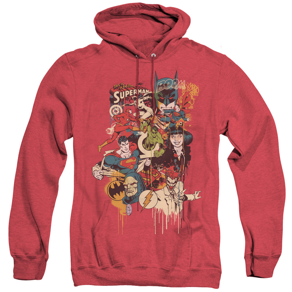 DC/DRIPPING CHARACTERS - ADULT HEATHER HOODIE - RED