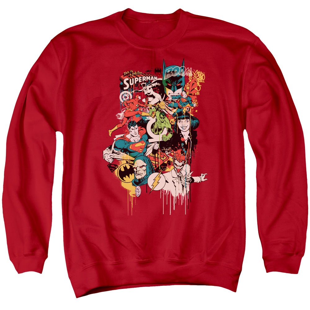 DC/DRIPPING CHARACTERS - ADULT CREWNECK SWEATSHIRT - RED