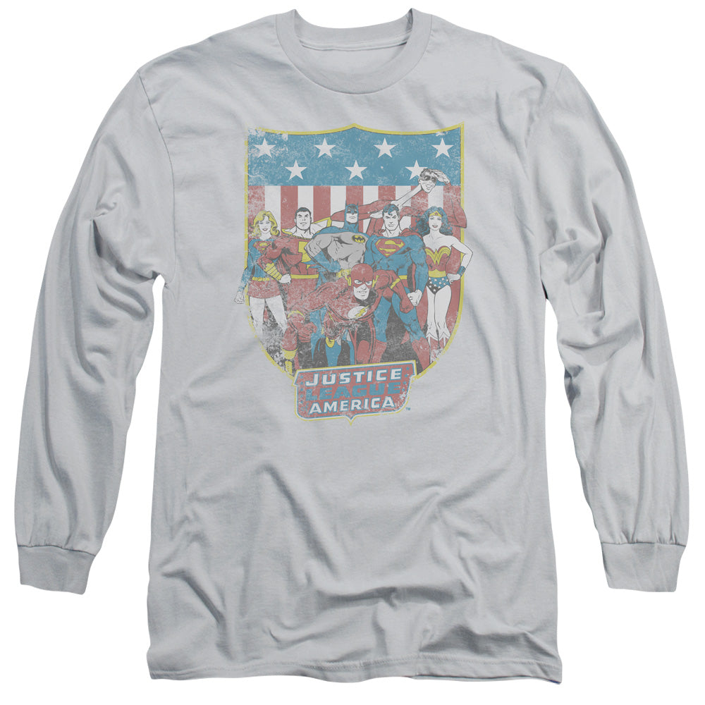 DC/JLA AMERICAN SHIELD - L/S ADULT 18/1 - SILVER