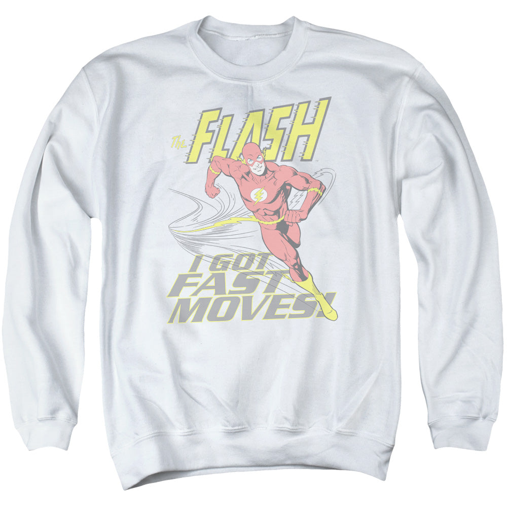 DC FLASH/FAST MOVES - ADULT CREWNECK SWEATSHIRT - WHITE