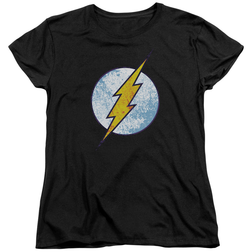 DC FLASH/FLASH NEON DISTRESS LOGO - S/S WOMENS TEE - BLACK