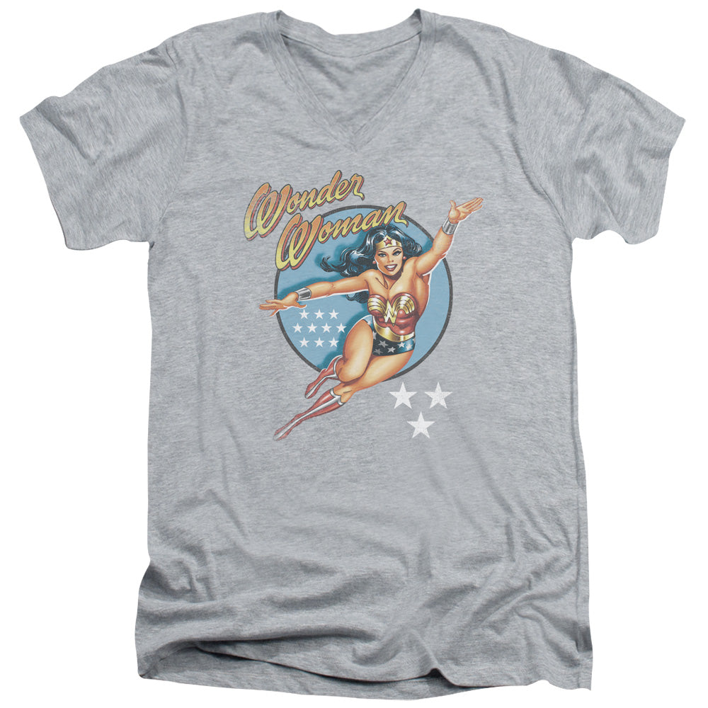 DCO/WONDER WOMAN VINTAGE - S/S ADULT V-NECK 30/1 - ATHLETIC HEATHER
