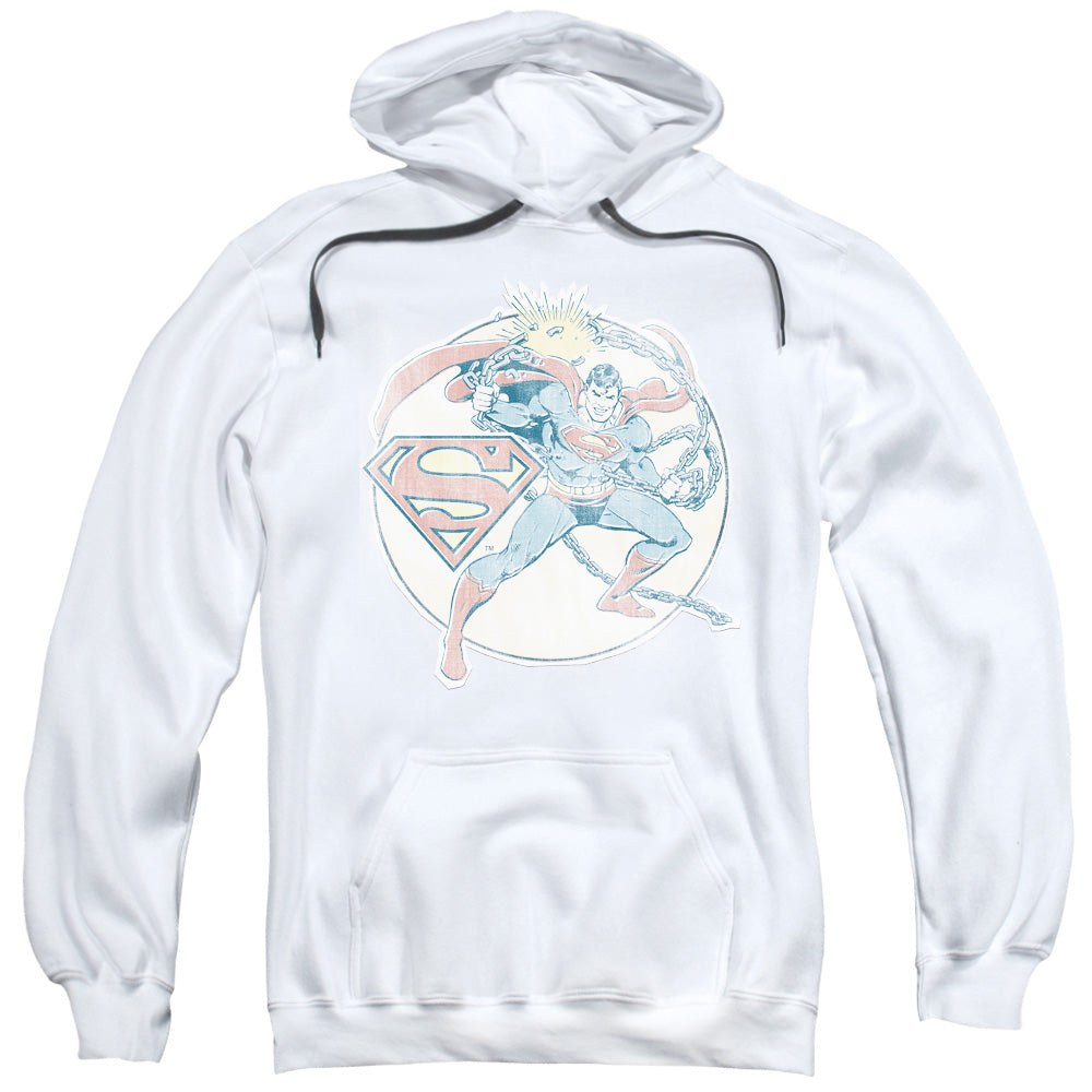 DCO/RETRO SUPERMAN IRON ON - ADULT PULLOVER HOODIE - WHITE