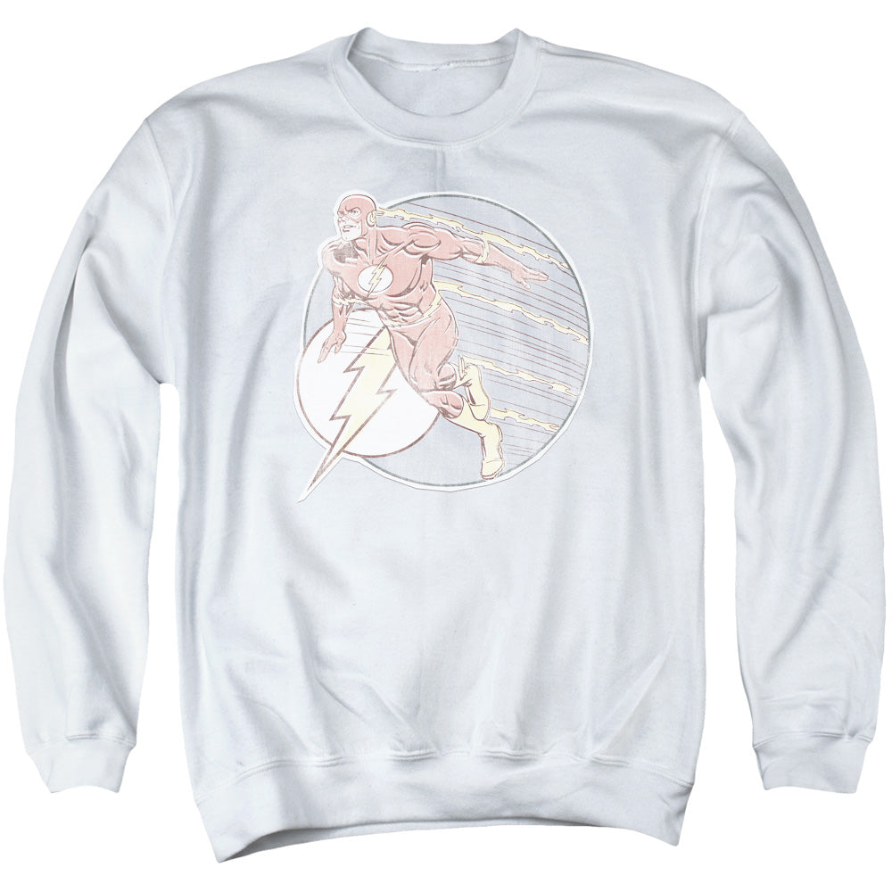 DC FLASH/RETRO FLASH IRON ON - ADULT CREWNECK SWEATSHIRT - WHITE