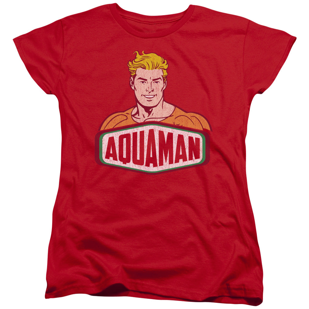 DCO/AQUAMAN SIGN - S/S WOMENS TEE - RED