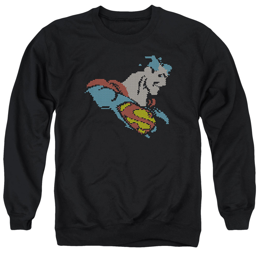 DC/LITE BRITE SUPERMAN - ADULT CREWNECK SWEATSHIRT - BLACK