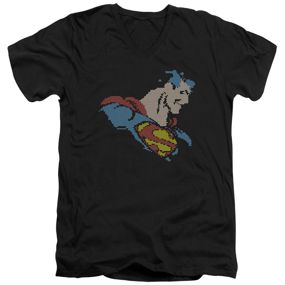 DC/LITE BRITE SUPERMAN - S/S ADULT V-NECK 30/1 - BLACK