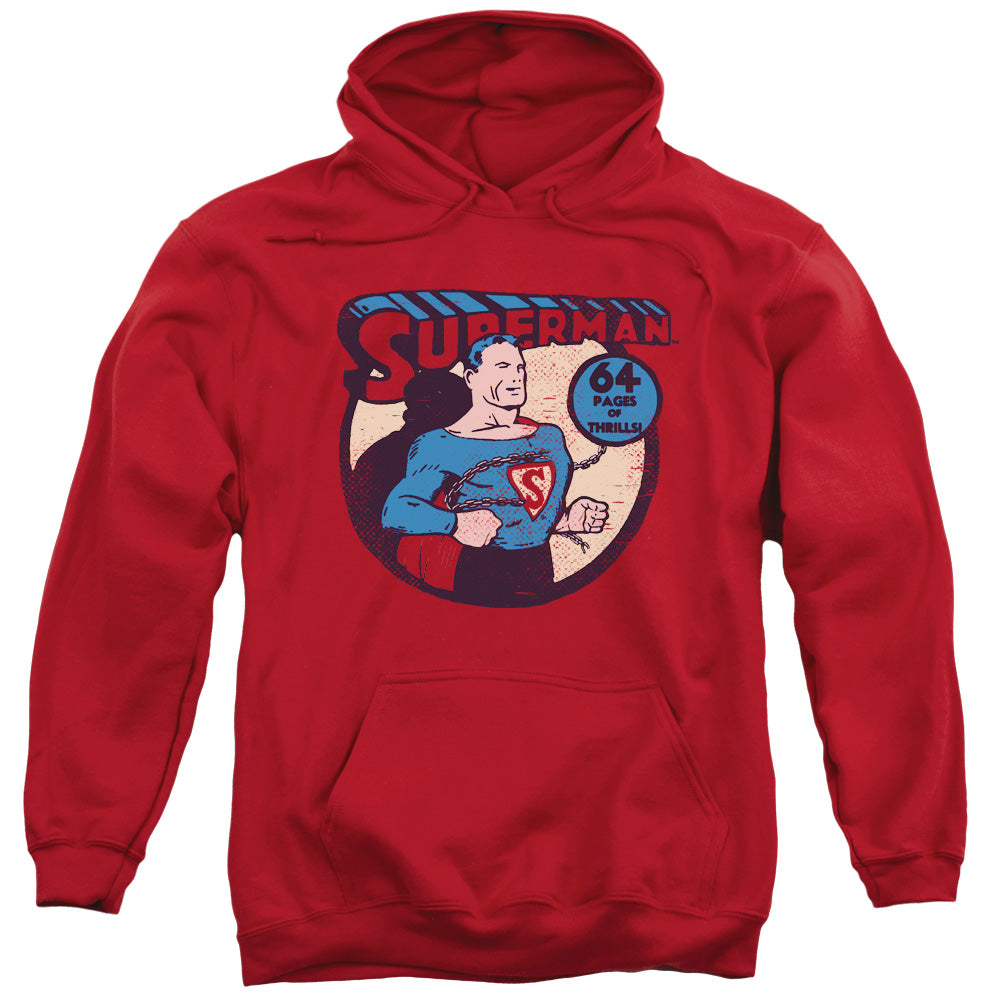DC/SUPERMAN 64 - ADULT PULLOVER HOODIE - RED