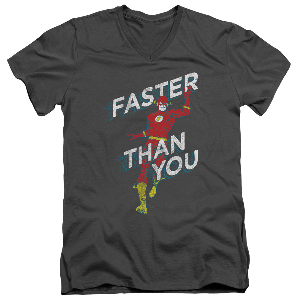 DC FLASH/FASTER THAN YOU - S/S ADULT V-NECK 30/1 - CHARCOAL