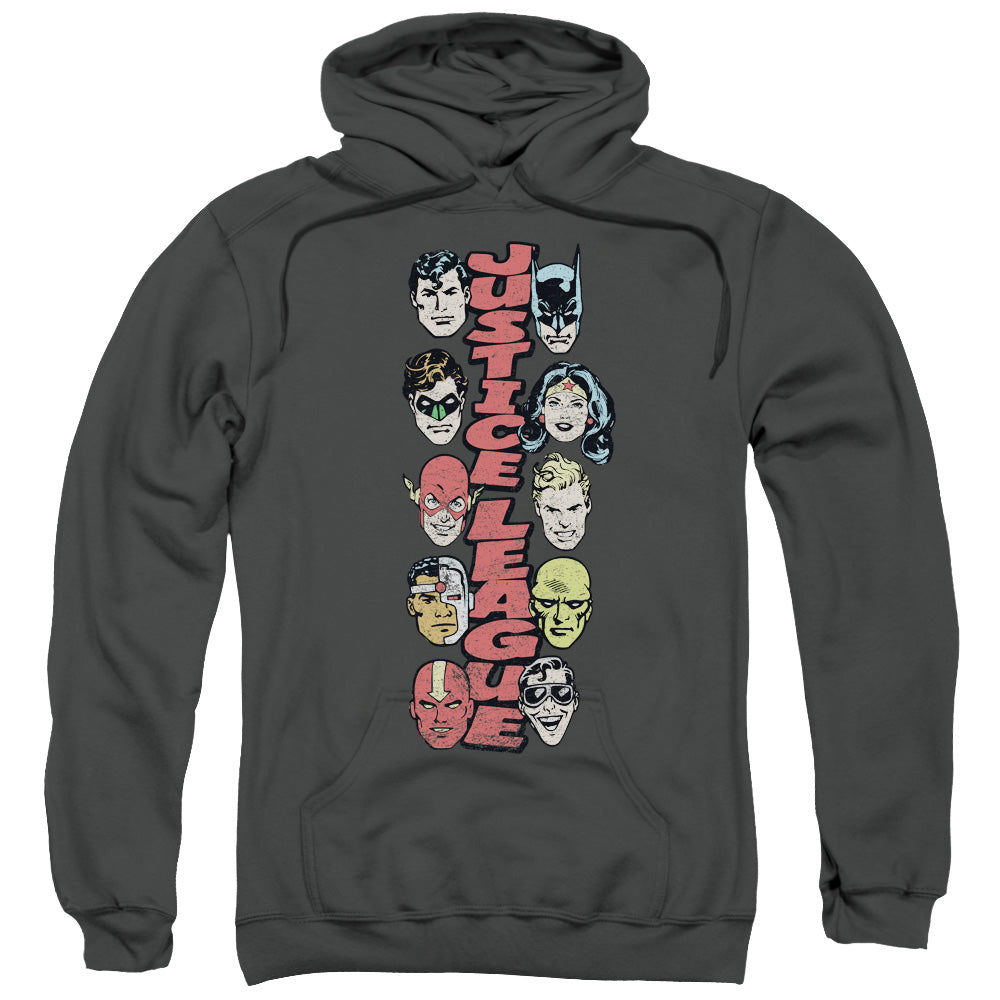 DC/STACKED JUSTICE - ADULT PULLOVER HOODIE - CHARCOAL
