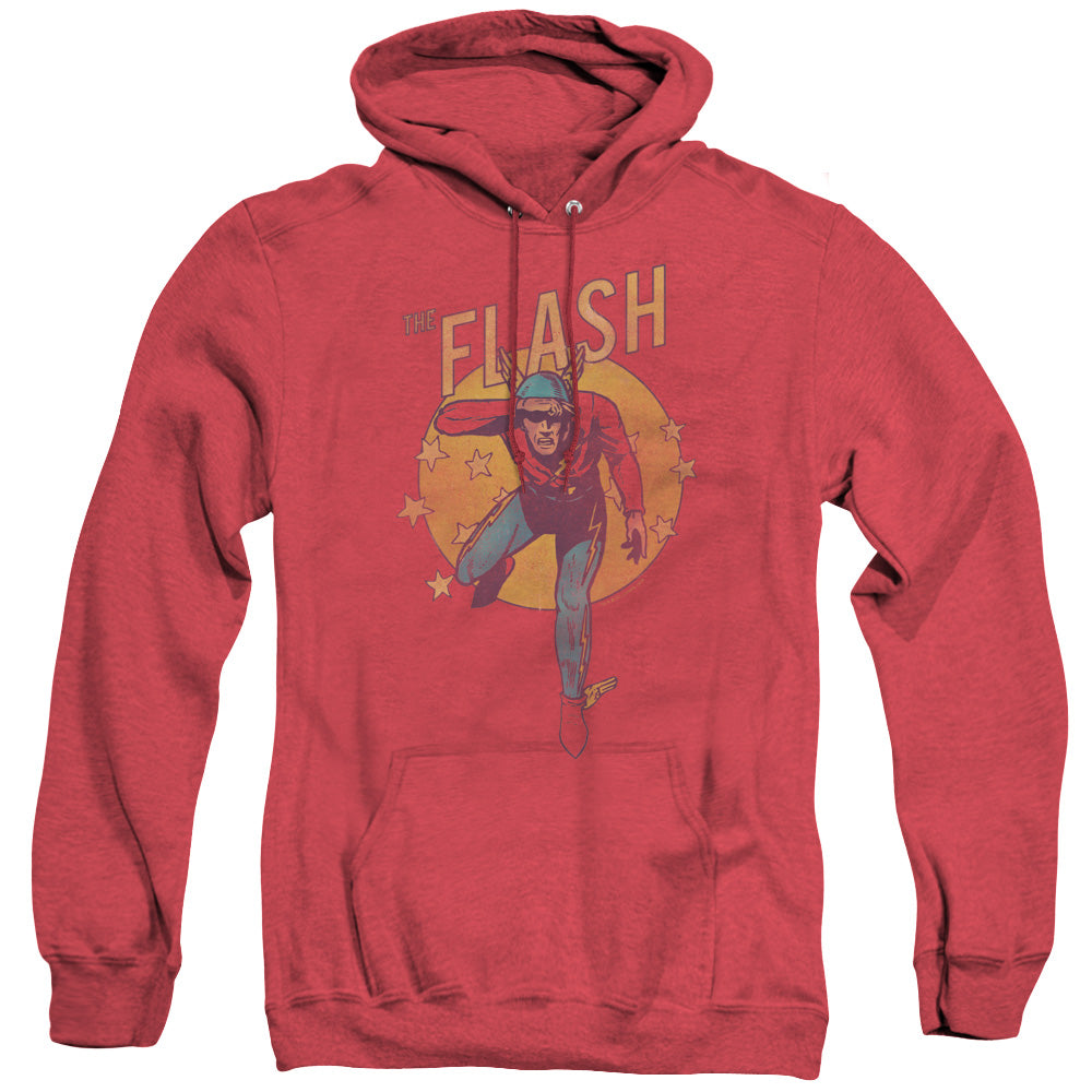 DC FLASH/CIRCLE & STARS - ADULT HEATHER HOODIE - RED