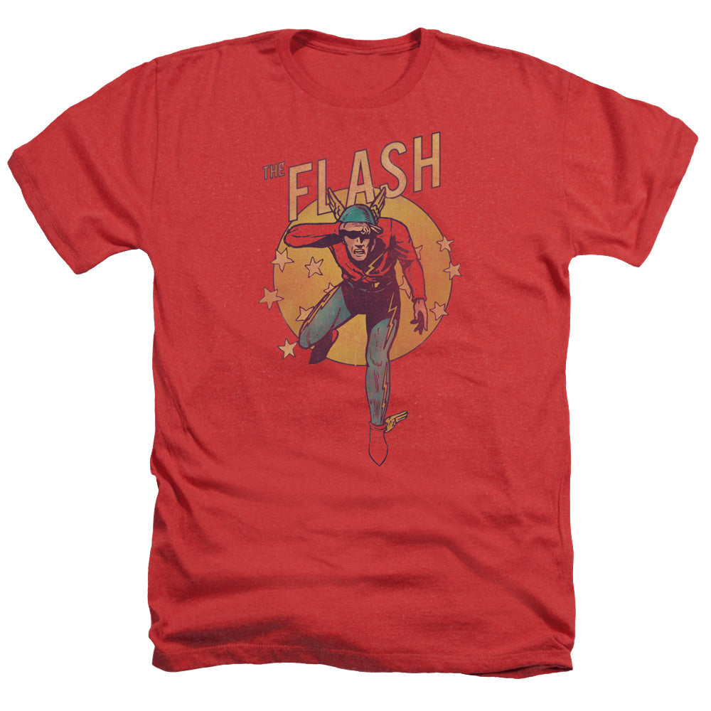 DC FLASH/CIRCLE & STARS - ADULT HEATHER - RED