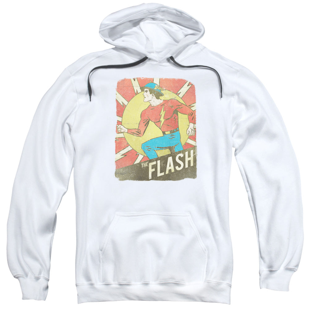 DC FLASH/TATTERED POSTER - ADULT PULLOVER HOODIE - WHITE