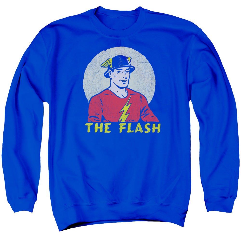 DC FLASH/FADED CIRCLE - ADULT CREWNECK SWEATSHIRT - ROYAL BLUE