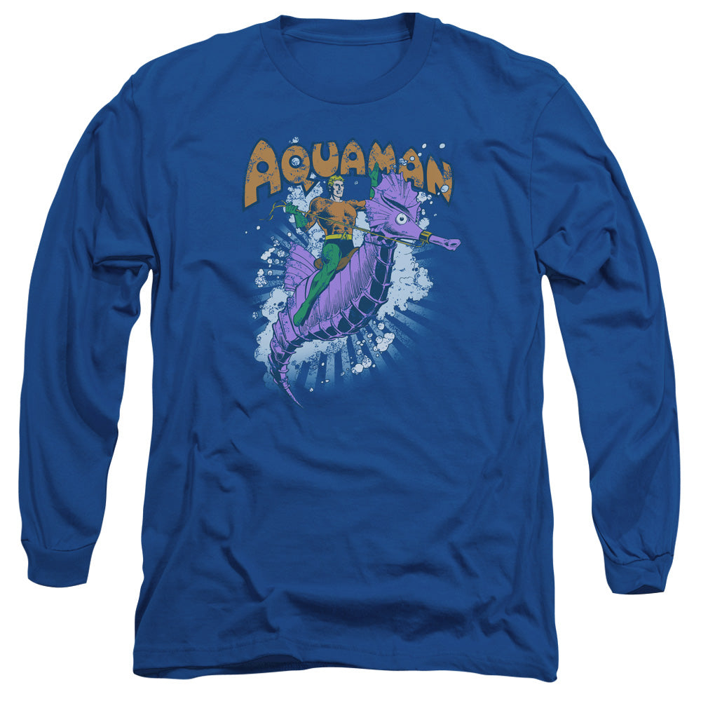 DC/AQUAMAN RIDE FREE -  L/S ADULT 18/1  - ROYAL BLUE