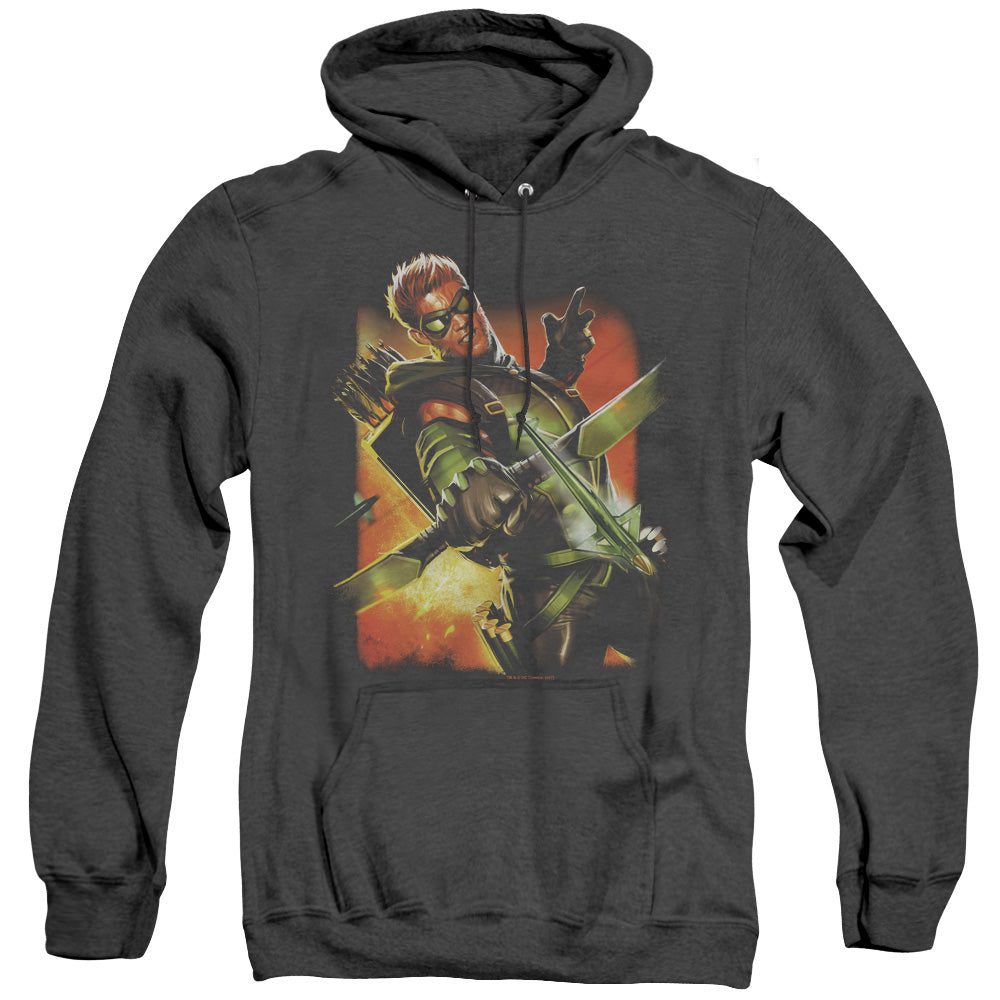 JLA/GREEN ARROW #1 - ADULT HEATHER HOODIE - BLACK
