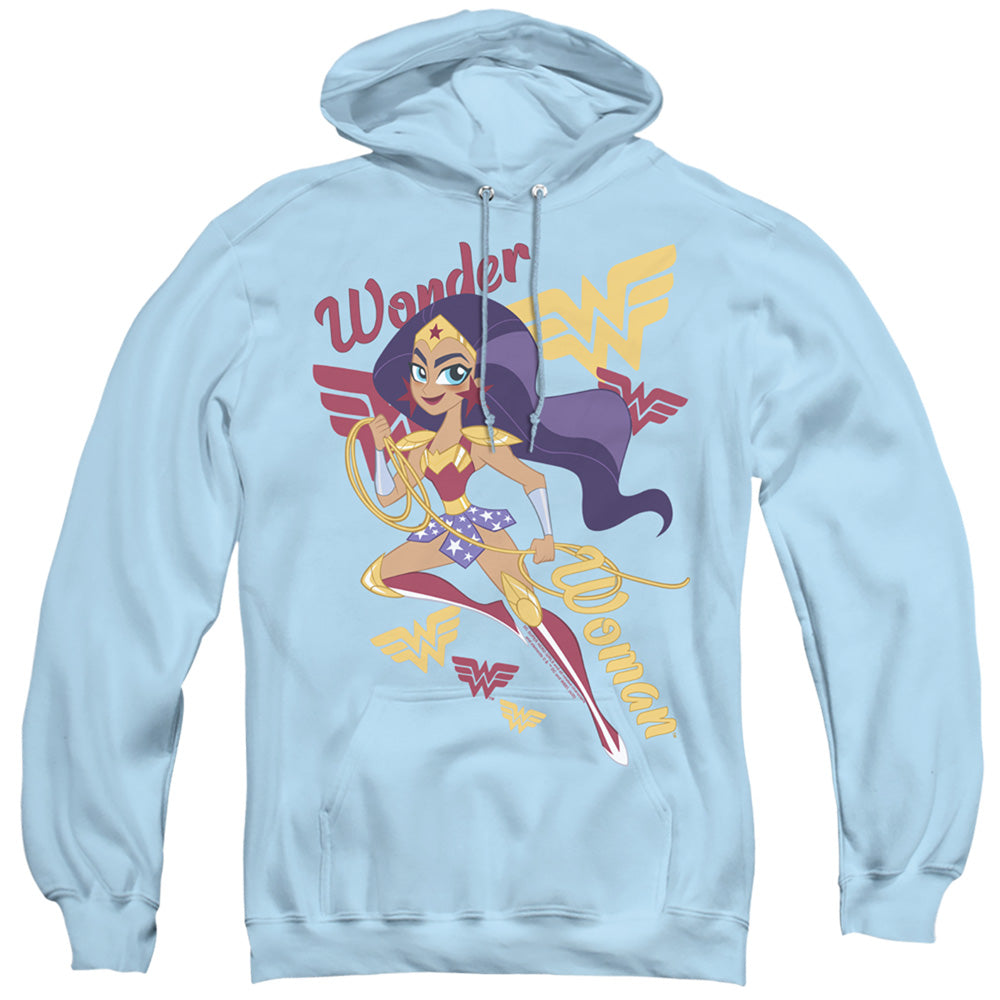 DC SUPERHERO GIRLS/WONDER WOMAN - ADULT PULLOVER HOODIE - LIGHT BLUE