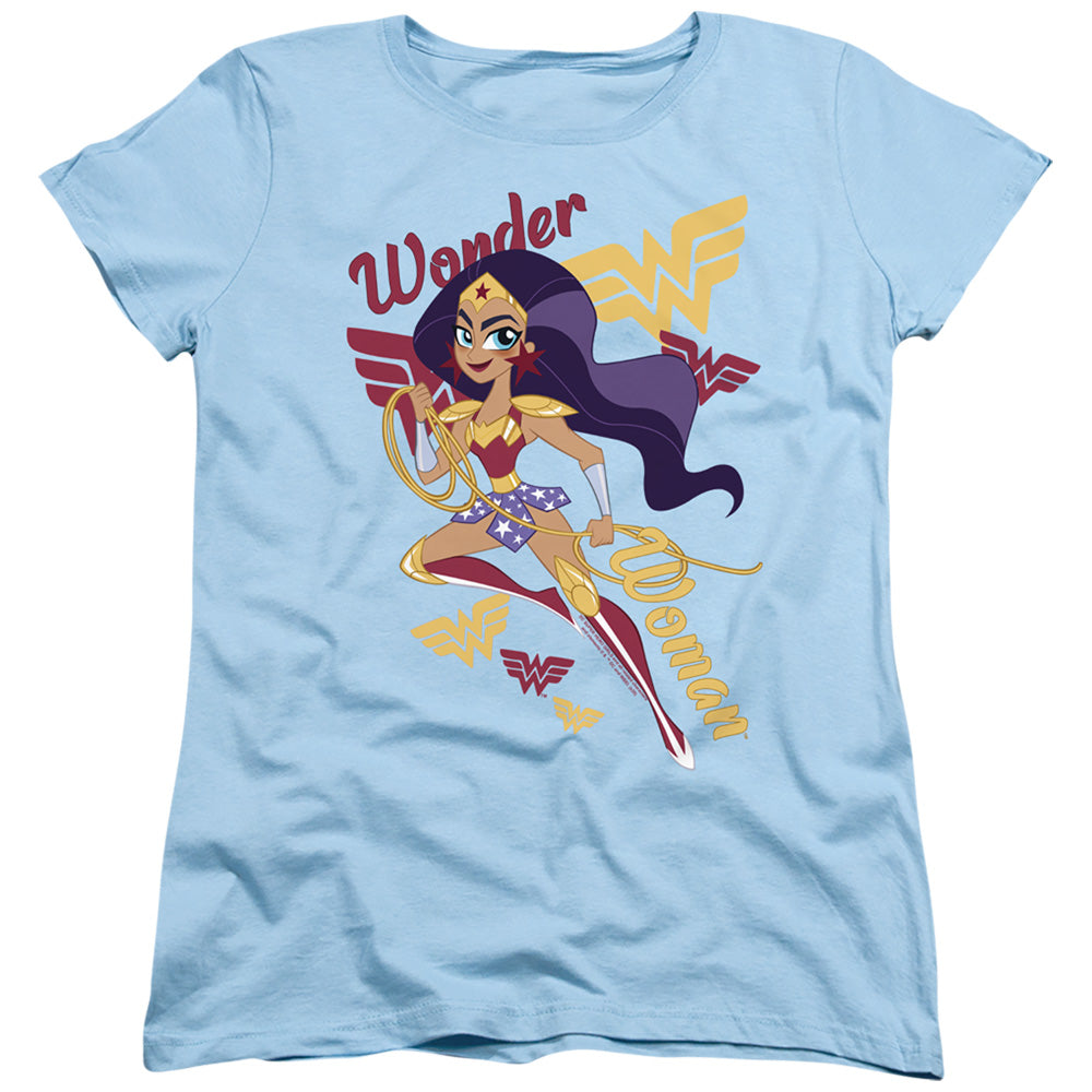 DC SUPERHERO GIRLS/WONDER WOMAN - S/S WOMENS TEE - LIGHT BLUE