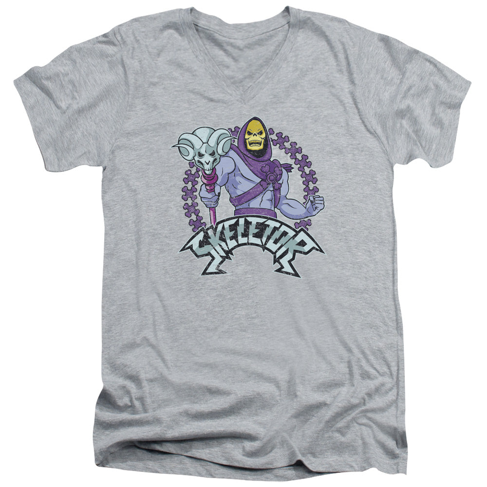 MASTERS OF THE UNIVERSE/SKELETOR - S/S ADULT V-NECK 30/1 - ATHLETIC HEATHER