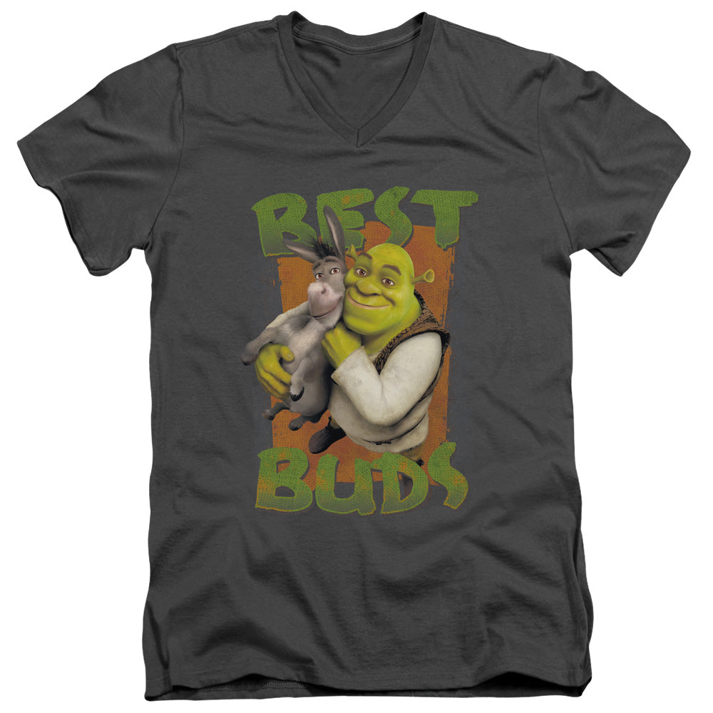 SHREK/BUDS - S/S ADULT V-NECK 30/1 - CHARCOAL
