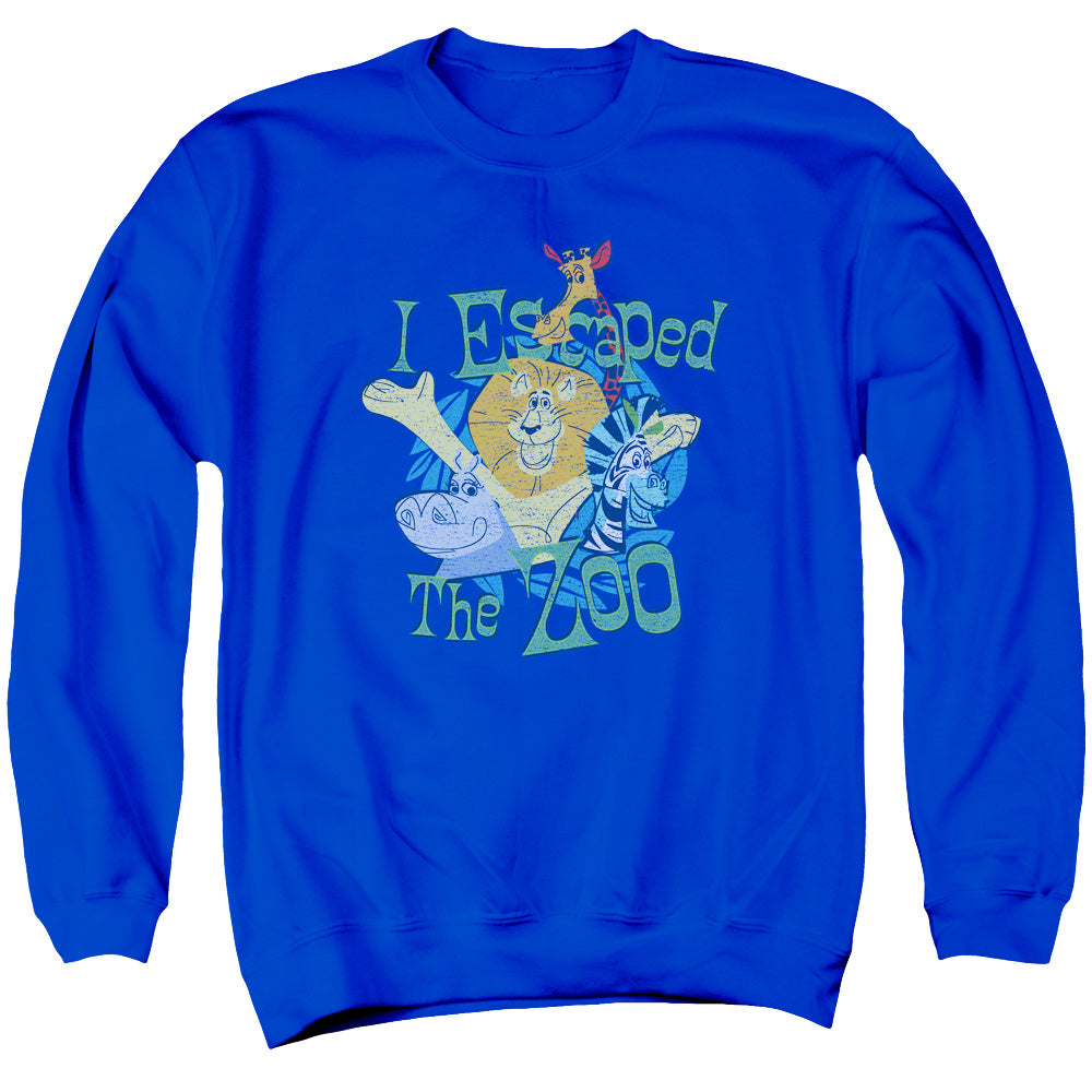MADAGASCAR/ESCAPED - ADULT CREWNECK SWEATSHIRT - ROYAL BLUE