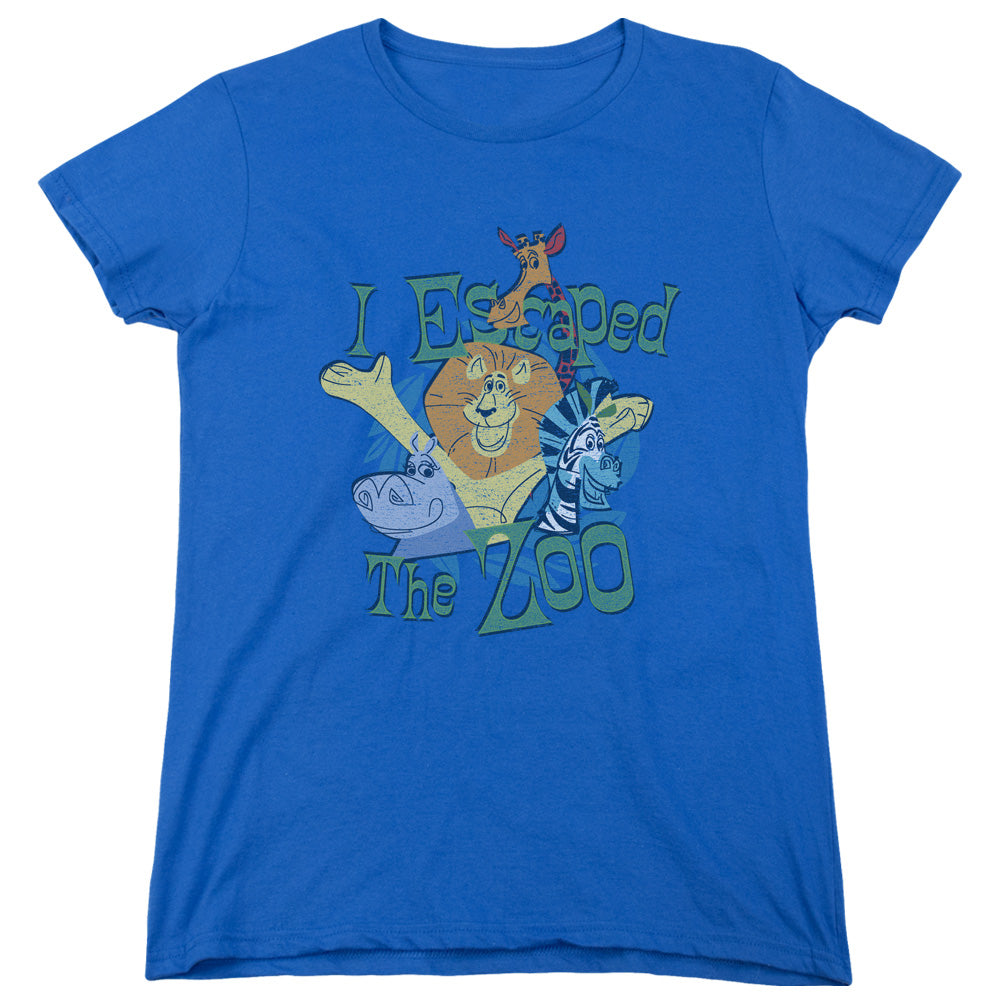 MADAGASCAR/ESCAPED - S/S WOMENS TEE - ROYAL BLUE