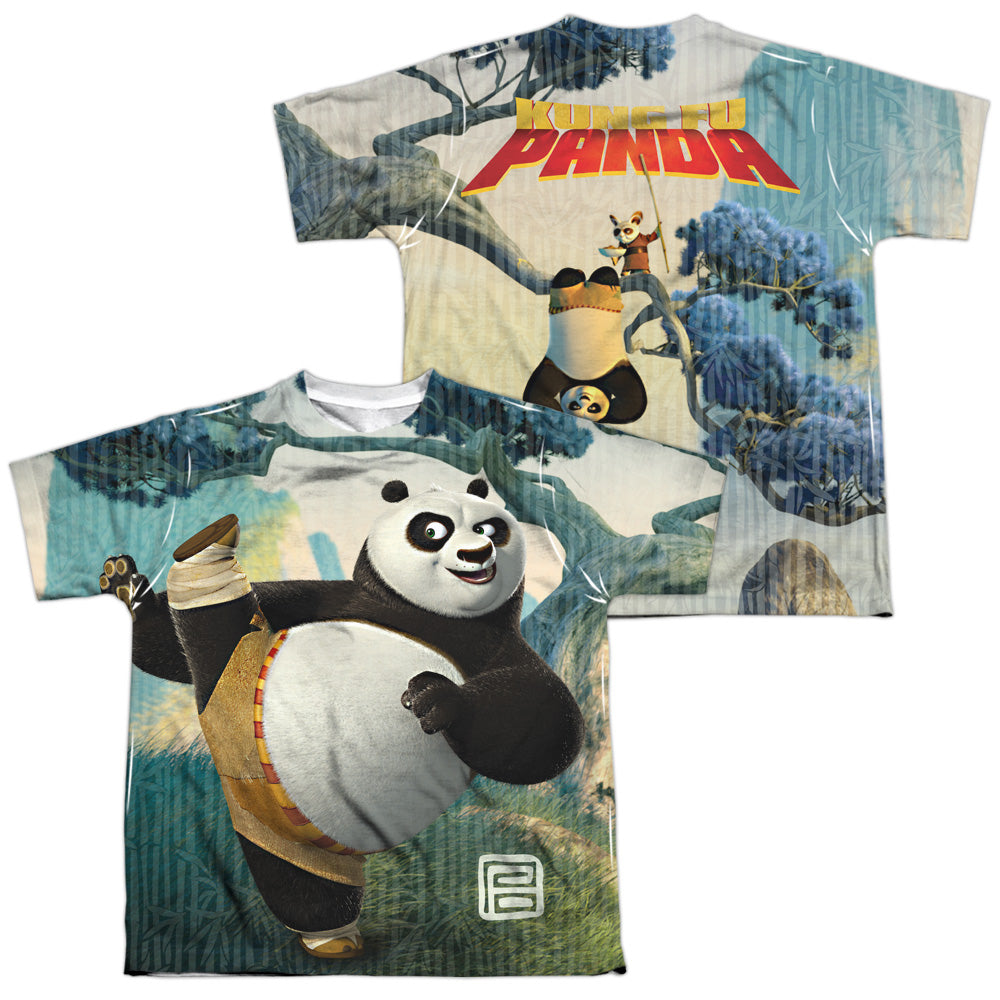 KUNG FU PANDA/TRAINING (FRONT/BACK PRINT) - S/S YOUTH POLY CREW - MULTI