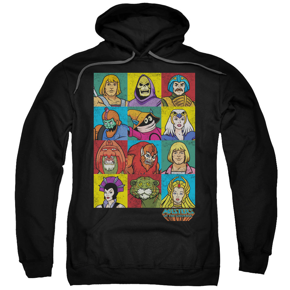 MASTERS OF THE UNIVERSE/CHARACTER HEADS - ADULT PULLOVER HOODIE - BLACK