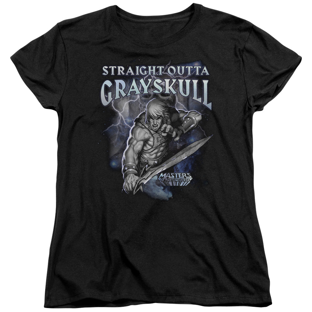 MASTERS OF THE UNIVERSE/STRAIGHT OUTTA GRAYSKULL - S/S WOMENS TEE - BLACK