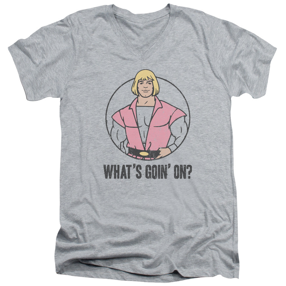 MASTERS OF THE UNIVERSE/WHATS GOIN ON - S/S ADULT V-NECK 30/1 - ATHLETIC HEATHER