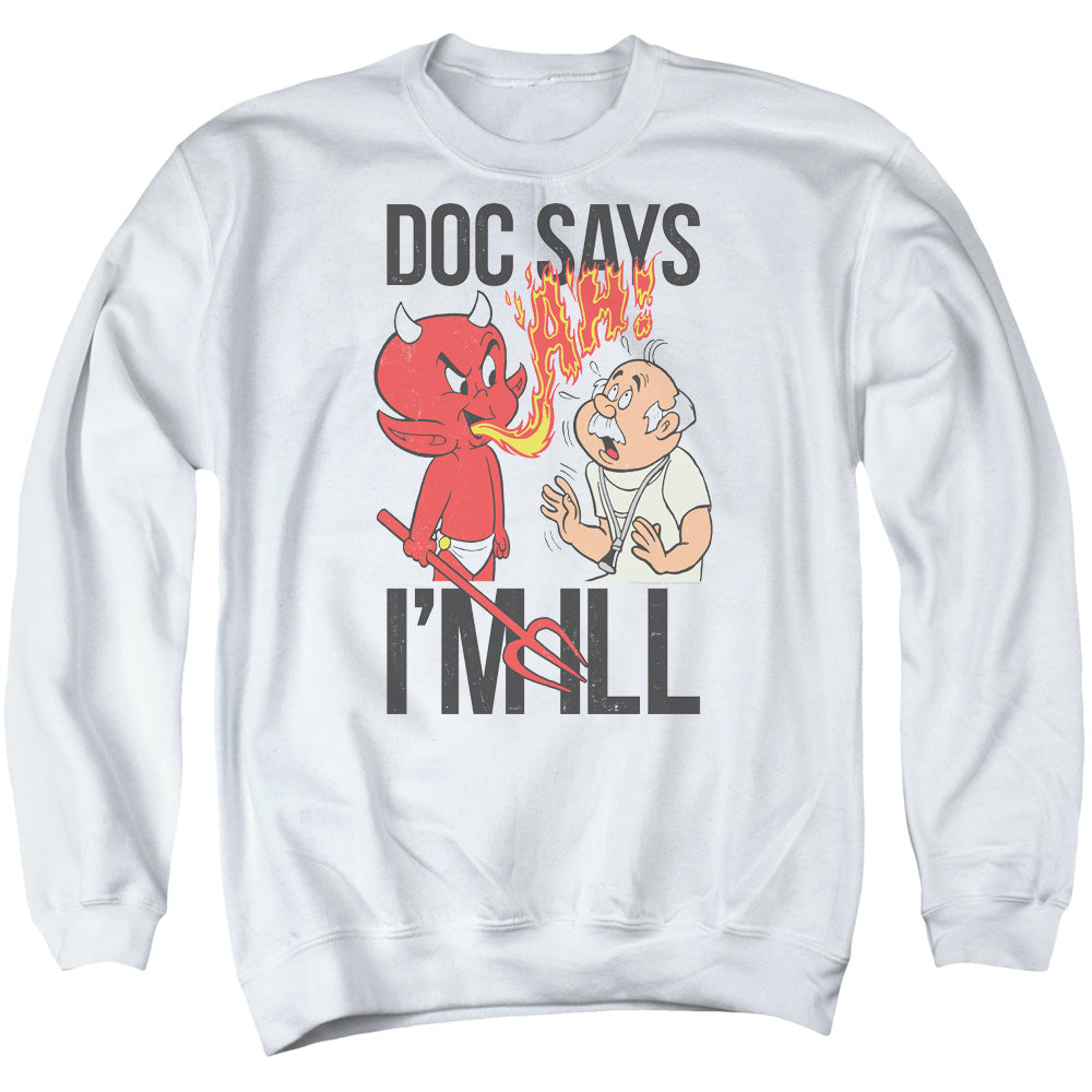 HOT STUFF/DOC SAYS - ADULT CREWNECK SWEATSHIRT - WHITE