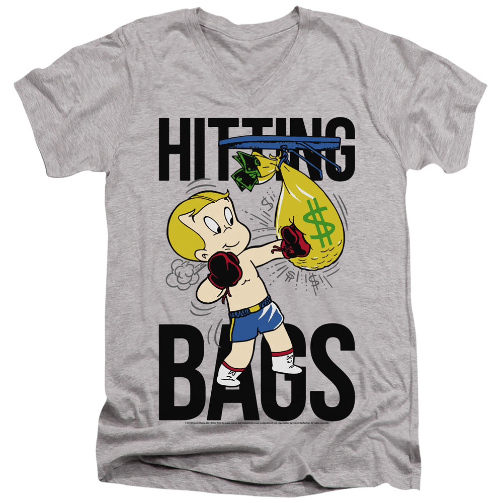 RICHIE RICH/MAKE IT RAIN - S/S ADULT V-NECK 30/1 - ATHLETIC HEATHER