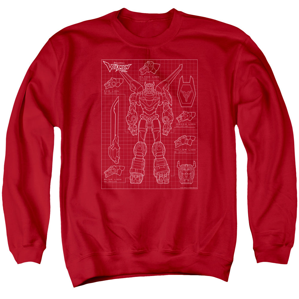 VOLTRON/VOLTRON SCHEMATIC - ADULT CREWNECK SWEATSHIRT - RED