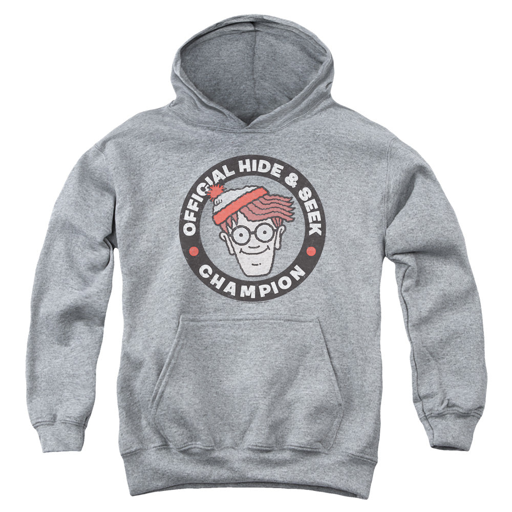 WHERES WALDO/CHAMPION - YOUTH PULLOVER HOODIE - ATHLETIC HEATHER