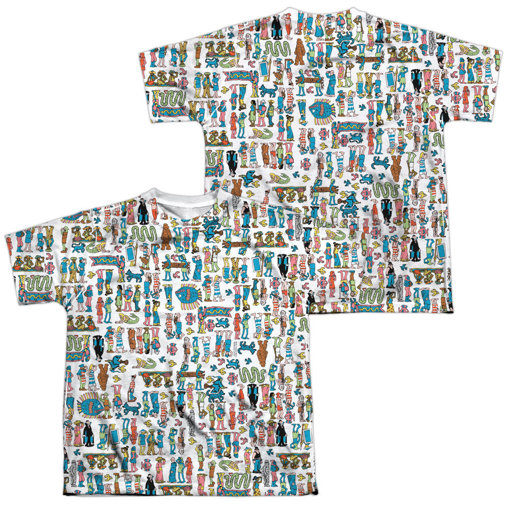 WHERES WALDO/FIGURES (FRONT/BACK PRINT) - S/S YOUTH POLY CREW - MULTI