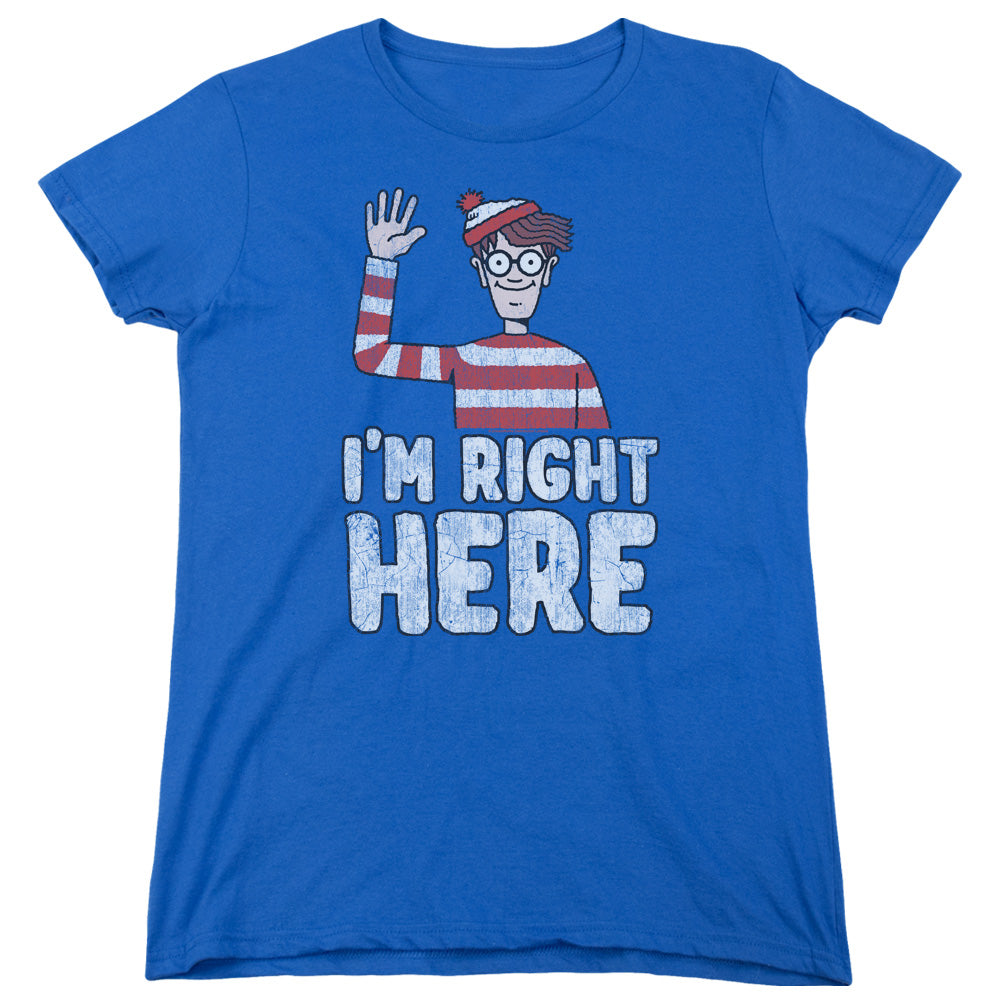 WHERES WALDO/IM RIGHT HERE - S/S WOMENS TEE - ROYAL BLUE