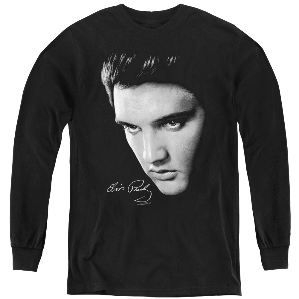 ELVIS PRESLEY/FACE - YOUTH LONG SLEEVE TEE - BLACK