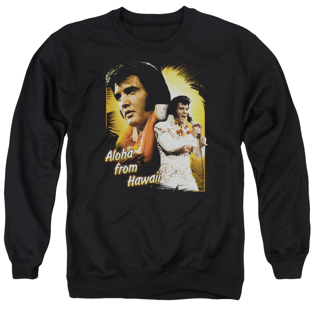 ELVIS PRESLEY/ALOHA - ADULT CREWNECK SWEATSHIRT - BLACK