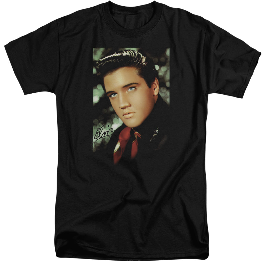 ELVIS PRESLEY/RED SCARF - S/S ADULT TALL 18/1 - BLACK