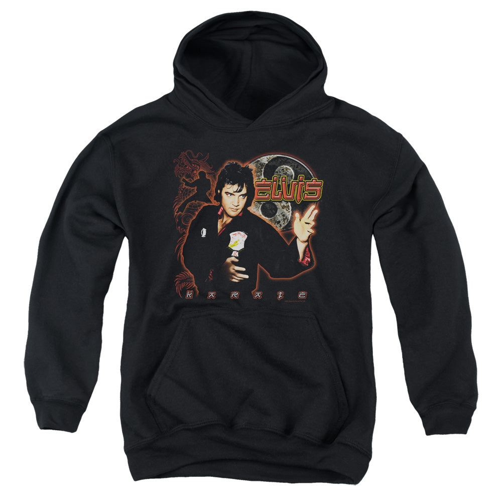 ELVIS PRESLEY/KARATE - YOUTH PULLOVER HOODIE - BLACK