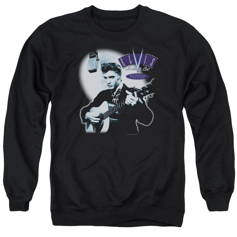 ELVIS PRESLEY/HILLBILLY CAT - ADULT CREWNECK SWEATSHIRT - BLACK