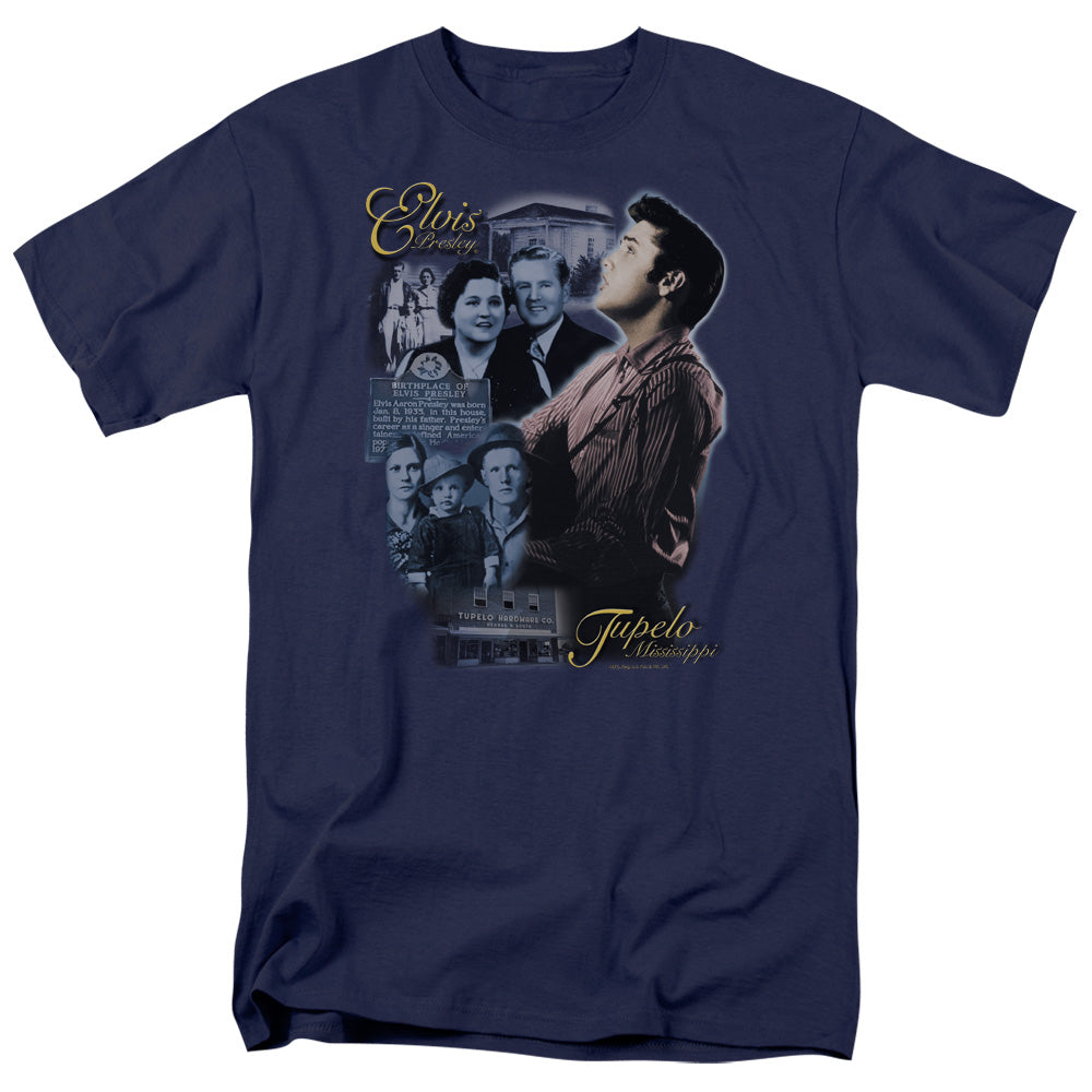 ELVIS PRESLEY/TUPELO - S/S ADULT 18/1 - NAVY